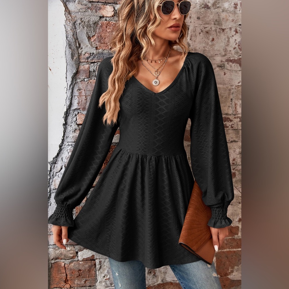 Love Spell Peplum Blouse Long Sleeve